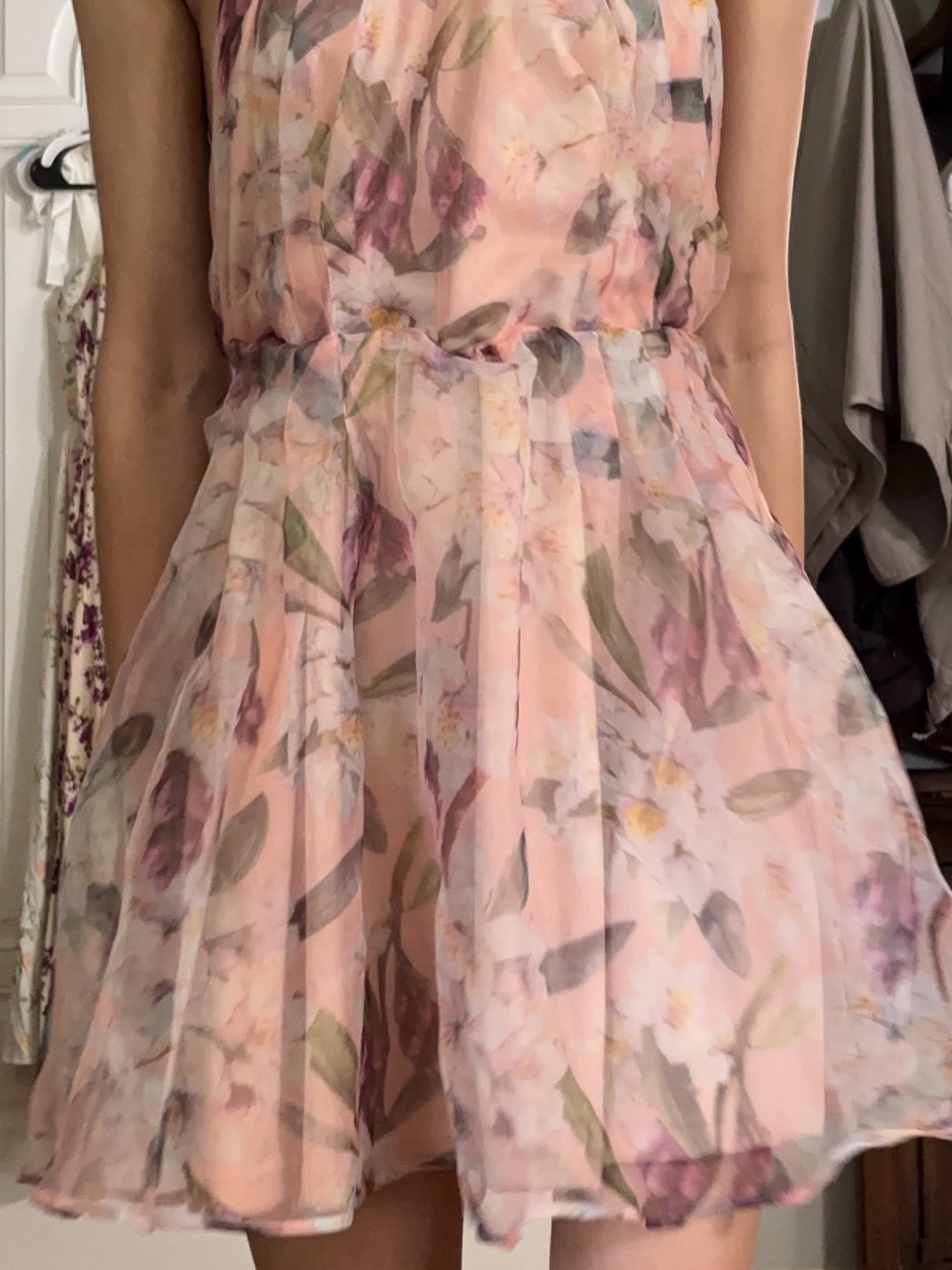 Fashion Nova Peach Floral Dress